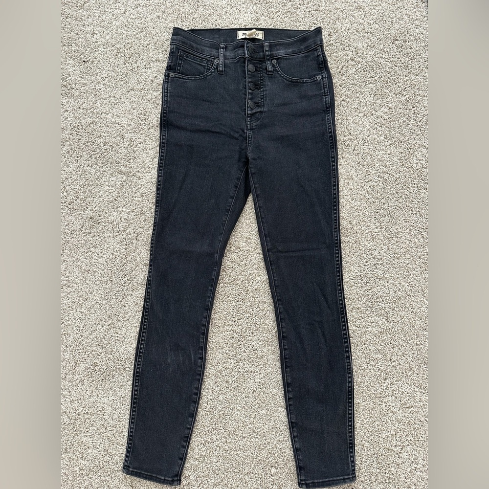 Women's Black High-Rise Button-Fly Skinny Jeans